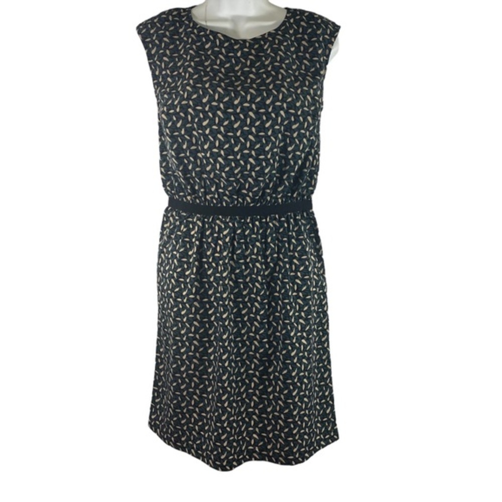 Loft Green Tan Leaf Print Blouson‎ Dress Size XS